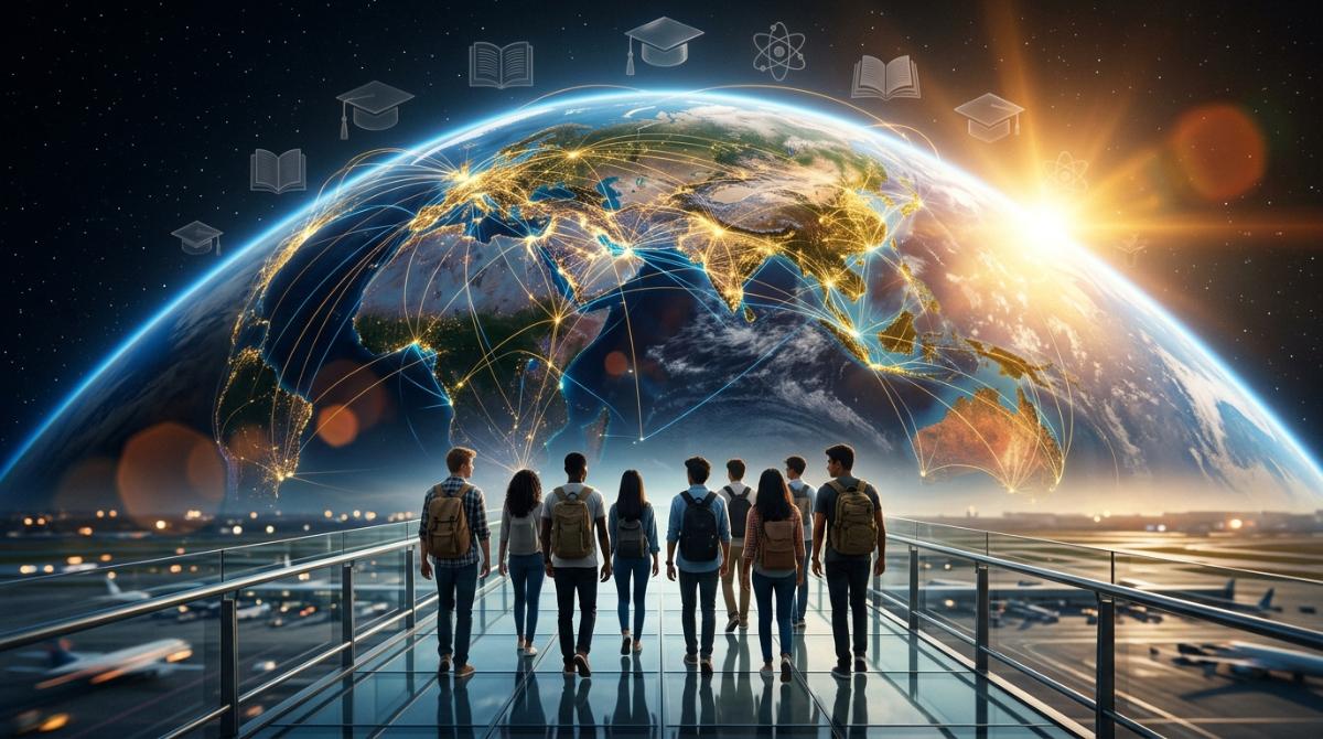 教育旅行市場の成長を表すグローバルイメージ