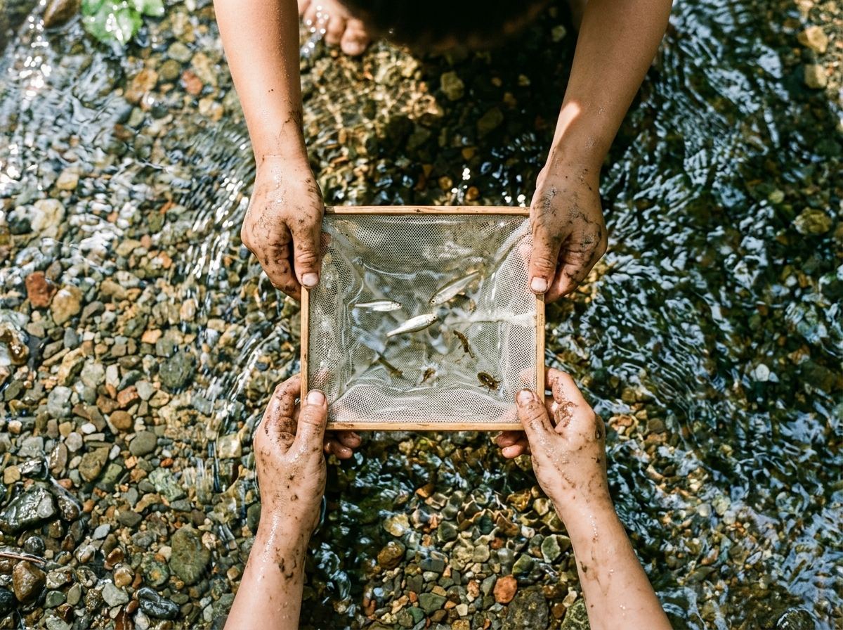 涸沼自然公園の川での生き物観察